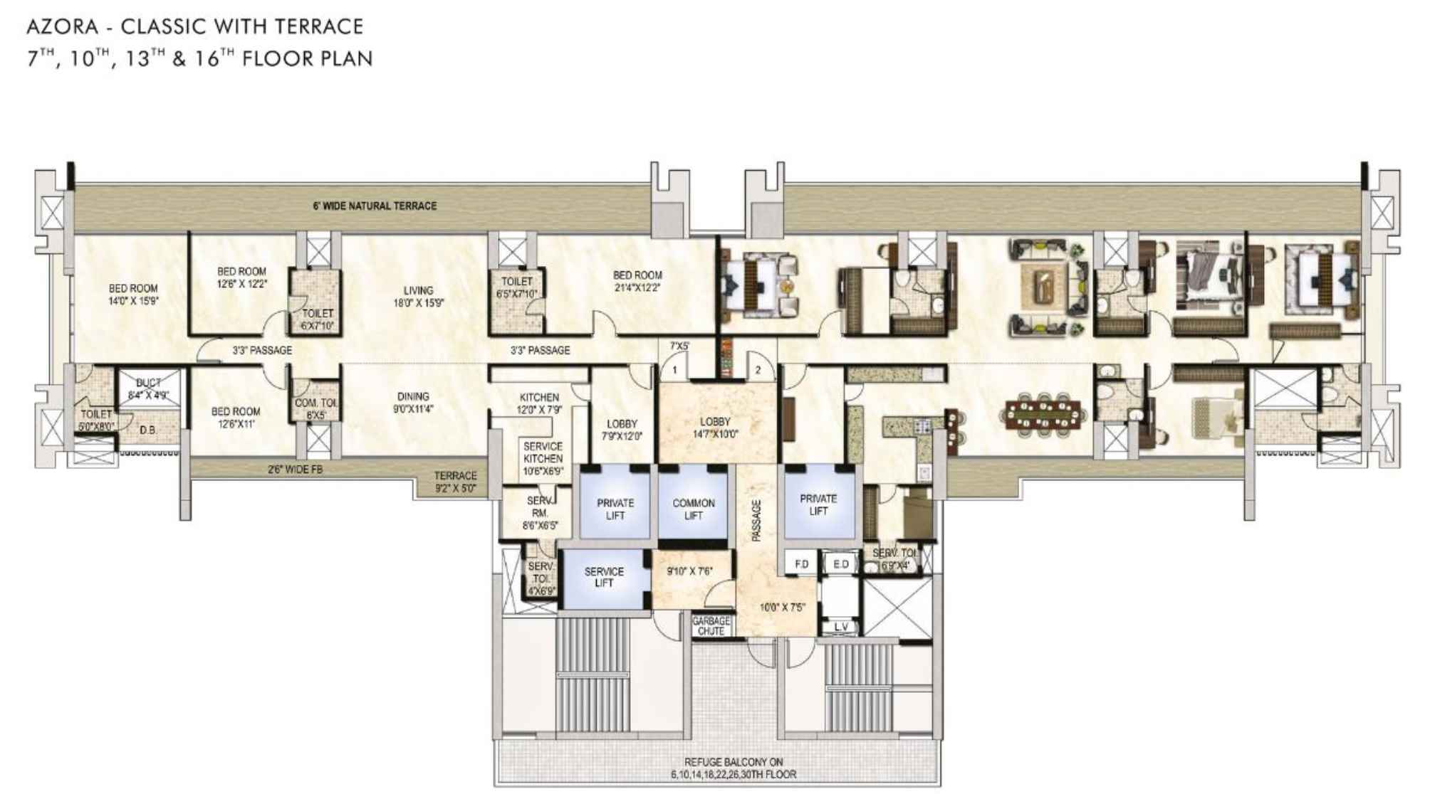 One-Akshar-Floor-Plan-Azora-Classic-With-Terrace-7th-10th-13th-&-16th