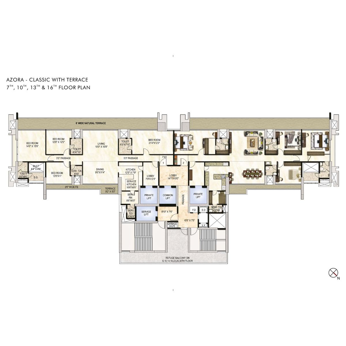 One-Akshar-Floor-Plan-Azora-Classic-With-Terrace-7th-10th-13th-&-16th